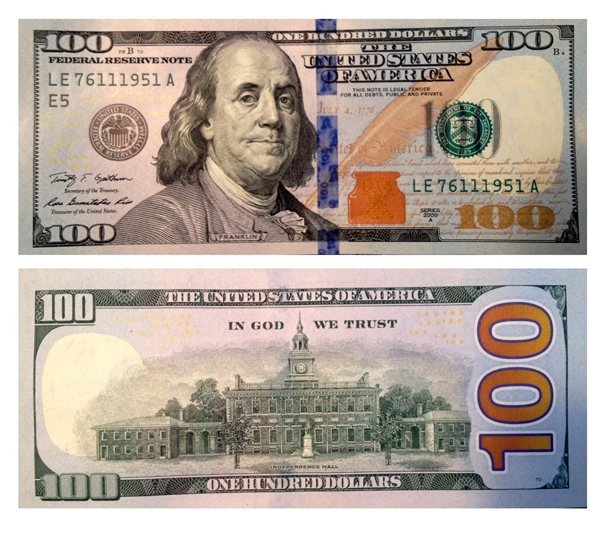 100 Dollar Bill Front. Картинка