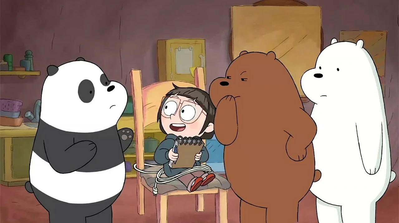 3 Медведя Гризли Панда и белый. Картинка из мультфильма