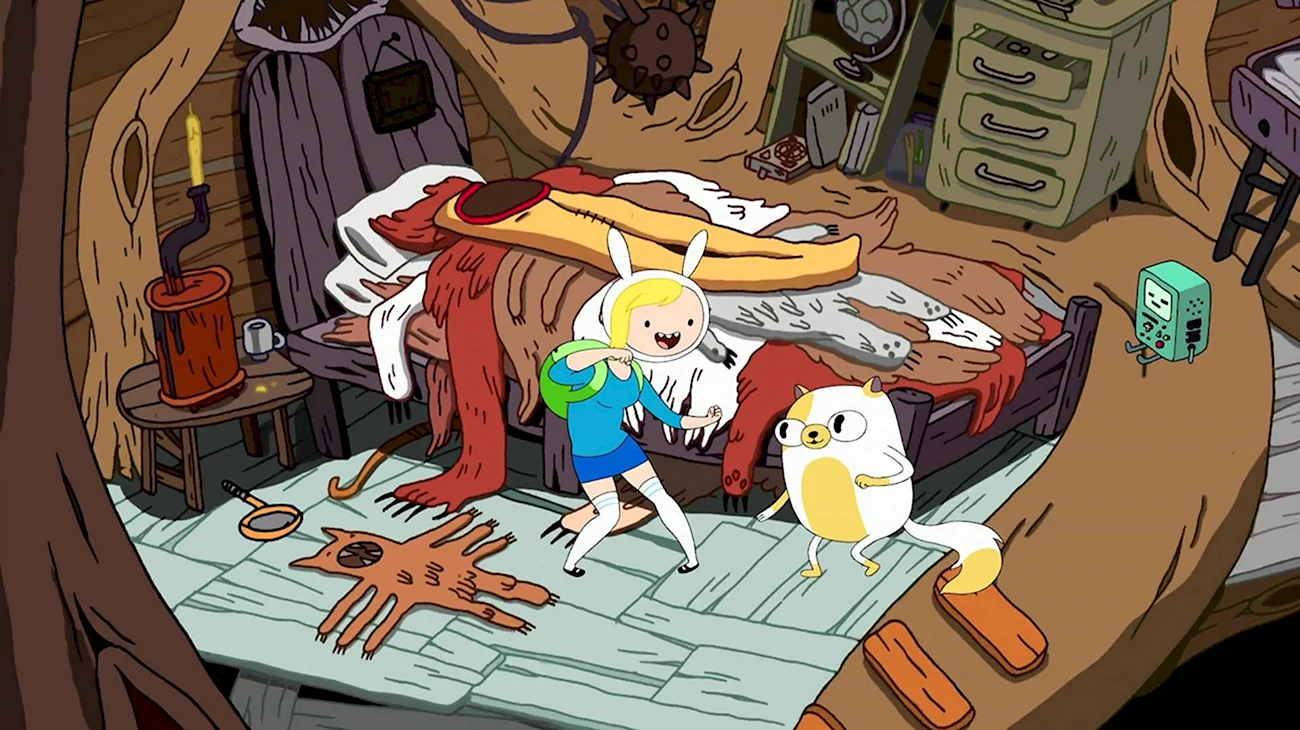 Adventure time Финн и ceyk. Картинка из мультфильма