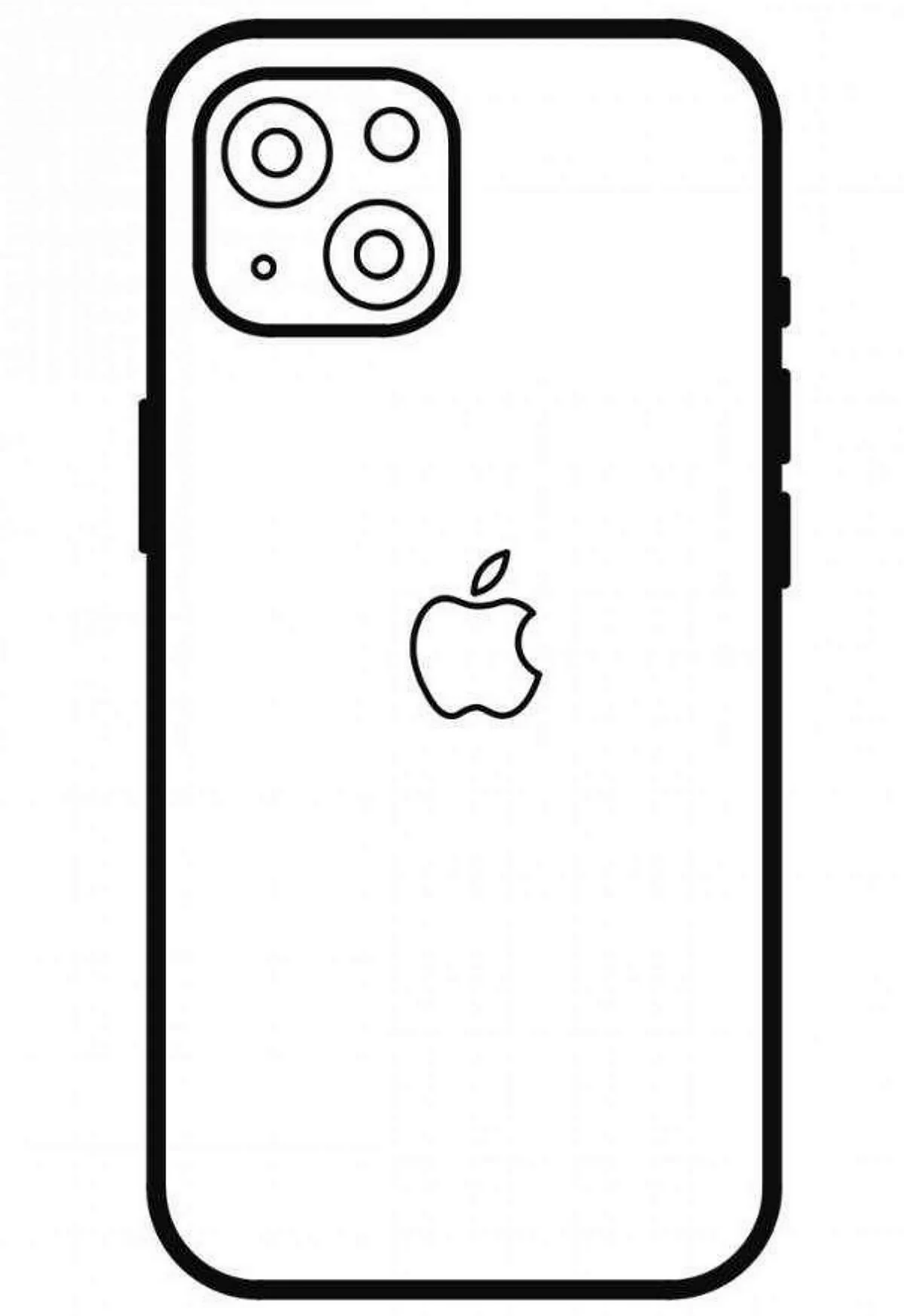 Айфон 14 спереди распечатка. Для срисовки