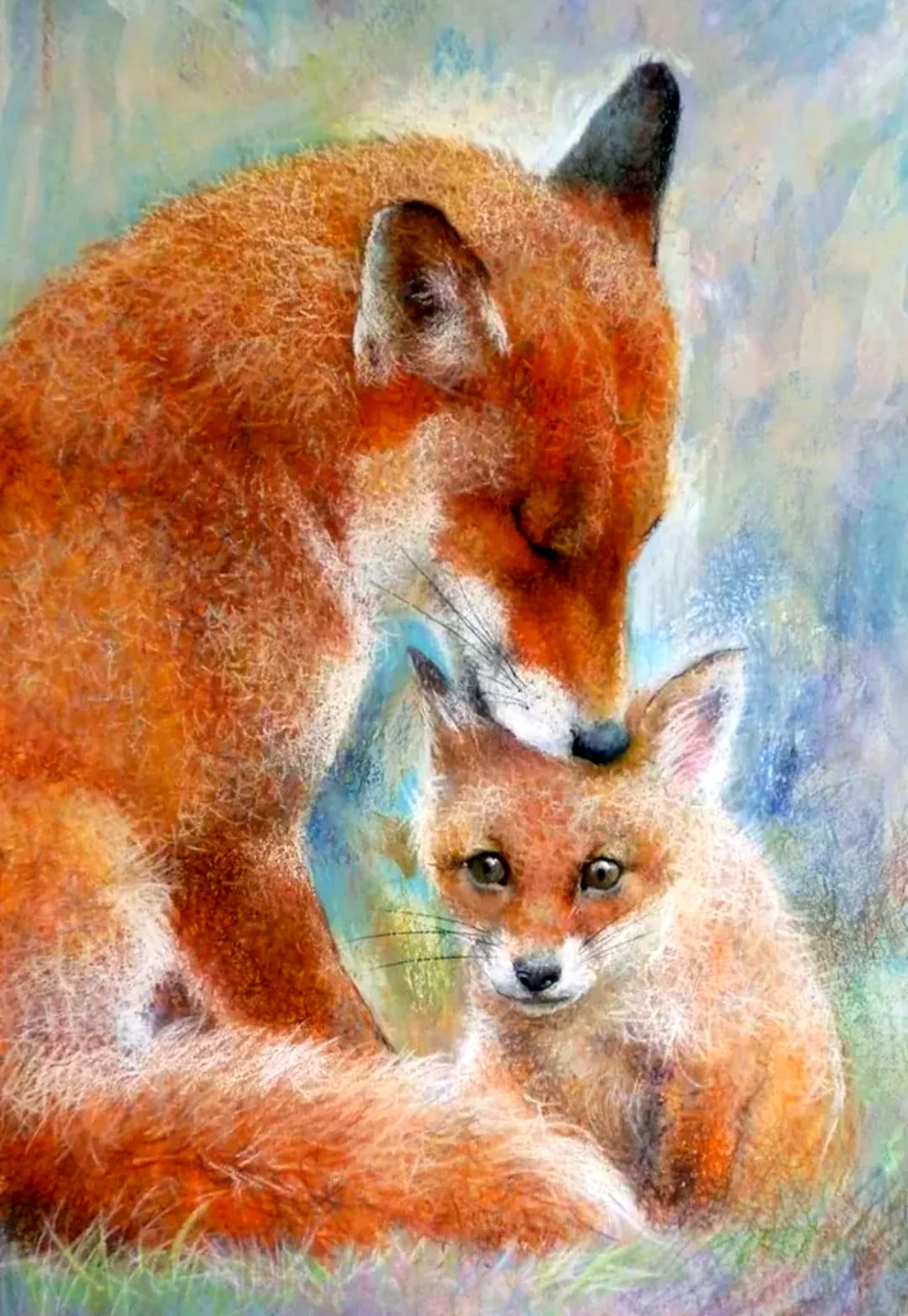 Алана Битиева «лиса с лисятами». Красивые картинки животных