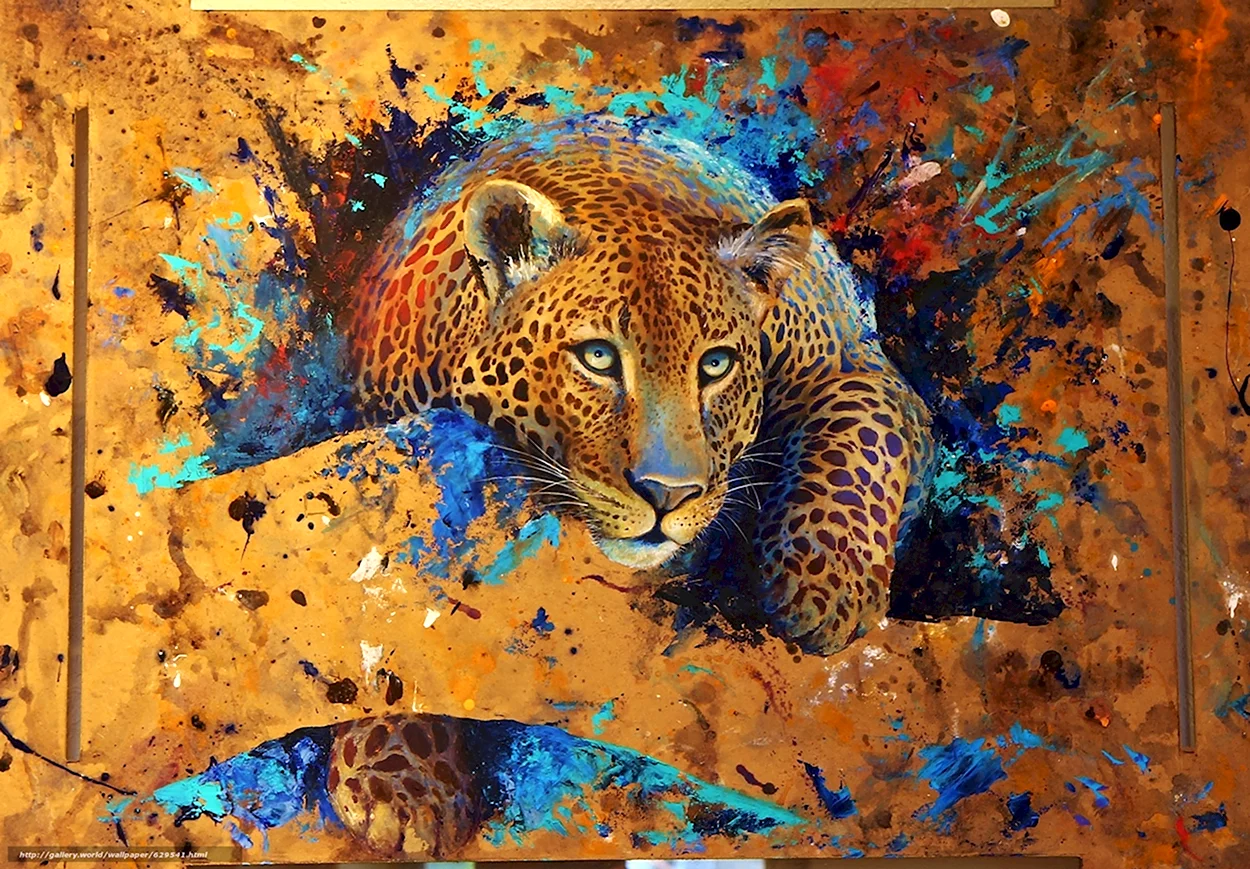Алмазная мозаика леопард 40х50. Красивое животное