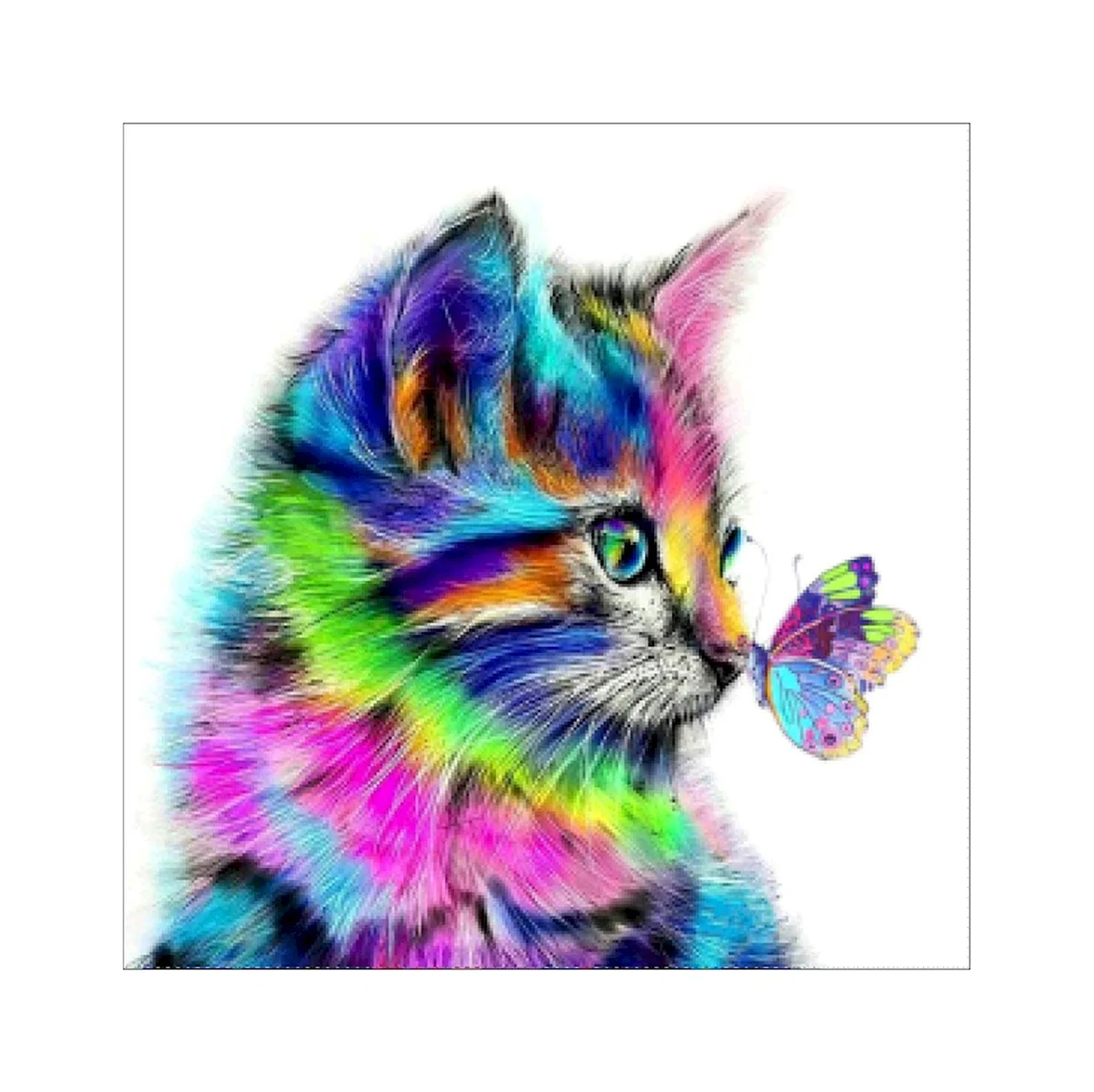 Алмазная вышивка «разноцветная кошка» lg009. Красивая картинка