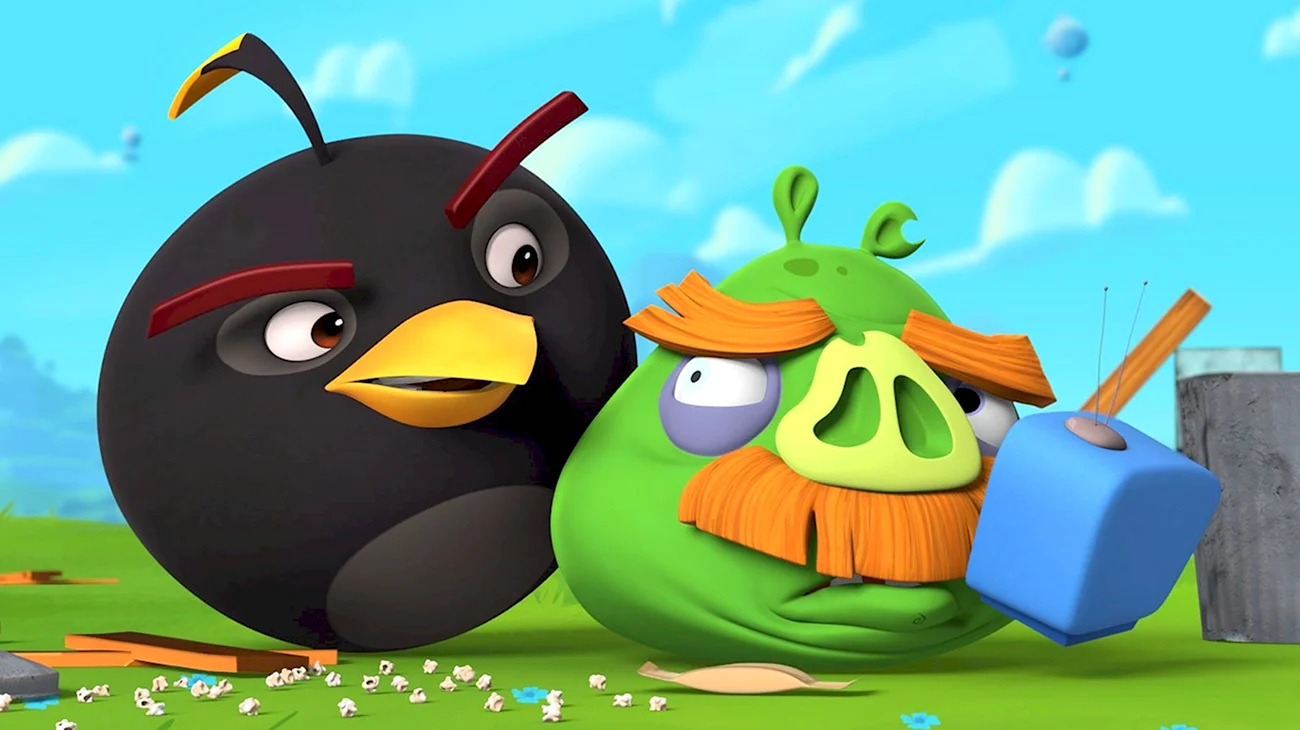 Angry Birds рогатка. Картинка из мультфильма