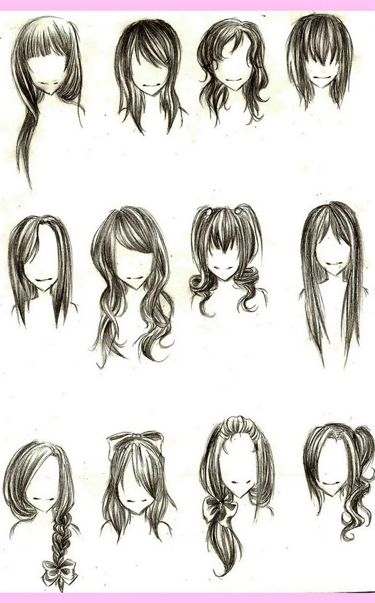 Аниме причёски для девушек. Для срисовки