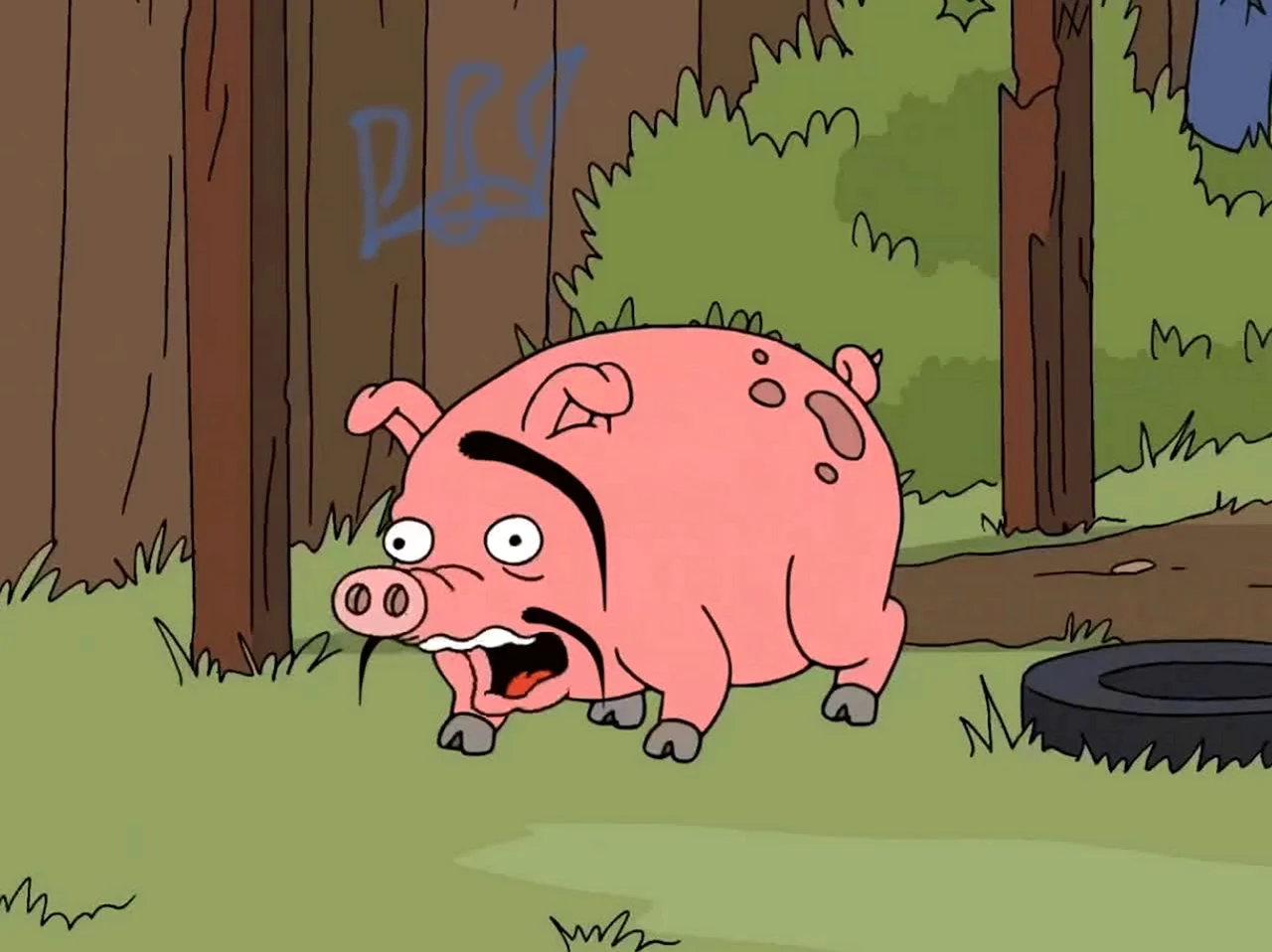 Анимированная свинья. Картинка из мультфильма