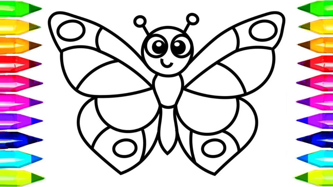 Бабочка раскраска для детей. Картинка
