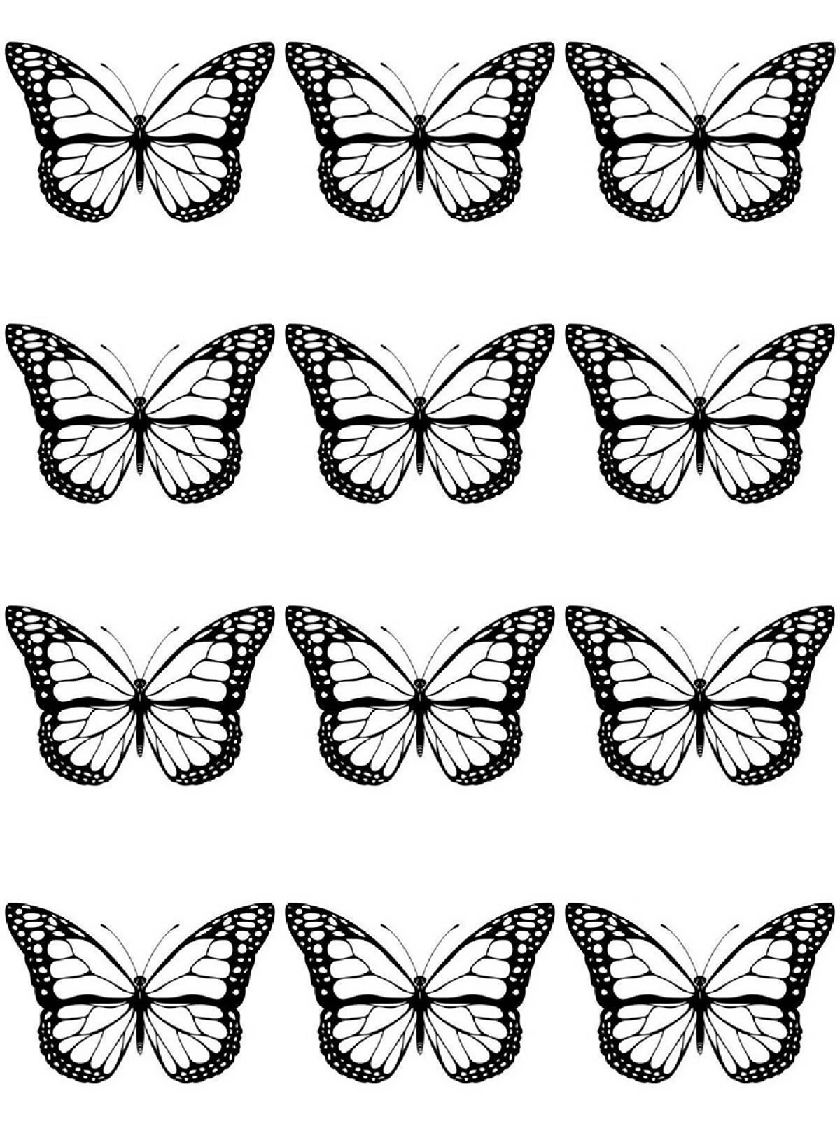 Бабочки чёрно белые для распечатки одинаковые. Своими руками