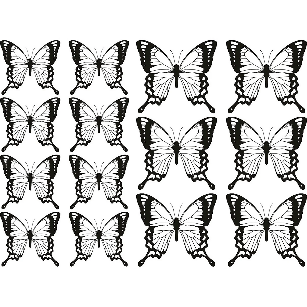 Бабочки для печати черно белые. Своими руками