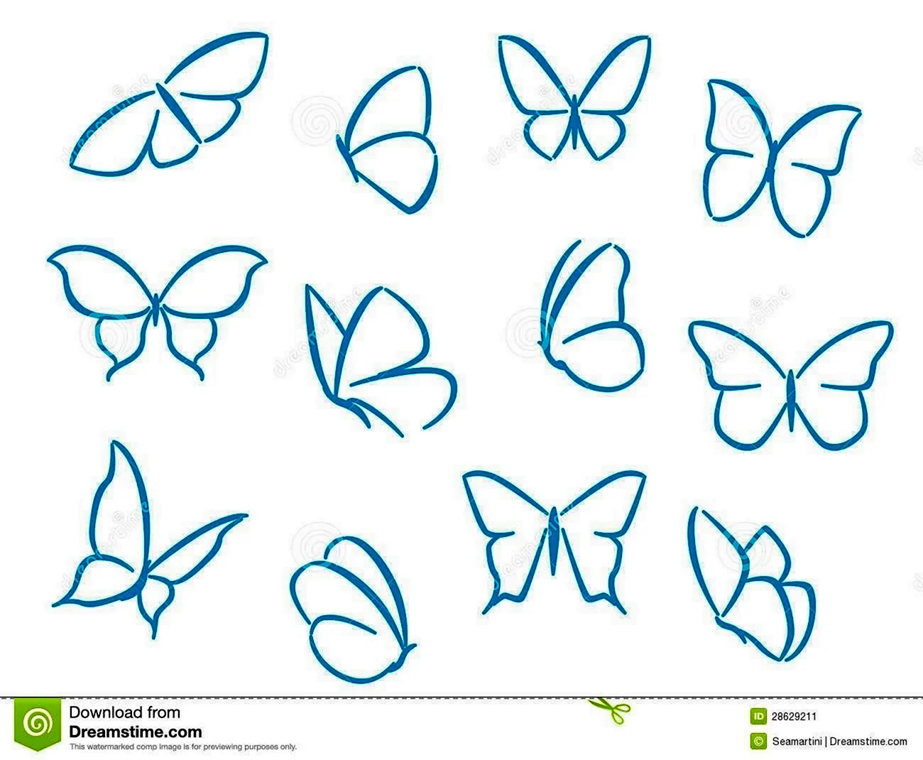 Бабочки для срисовки легкие. Для срисовки