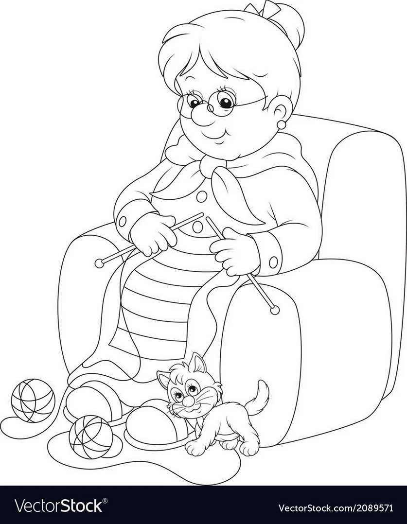 Бабушка в кресле рисунок. Для срисовки
