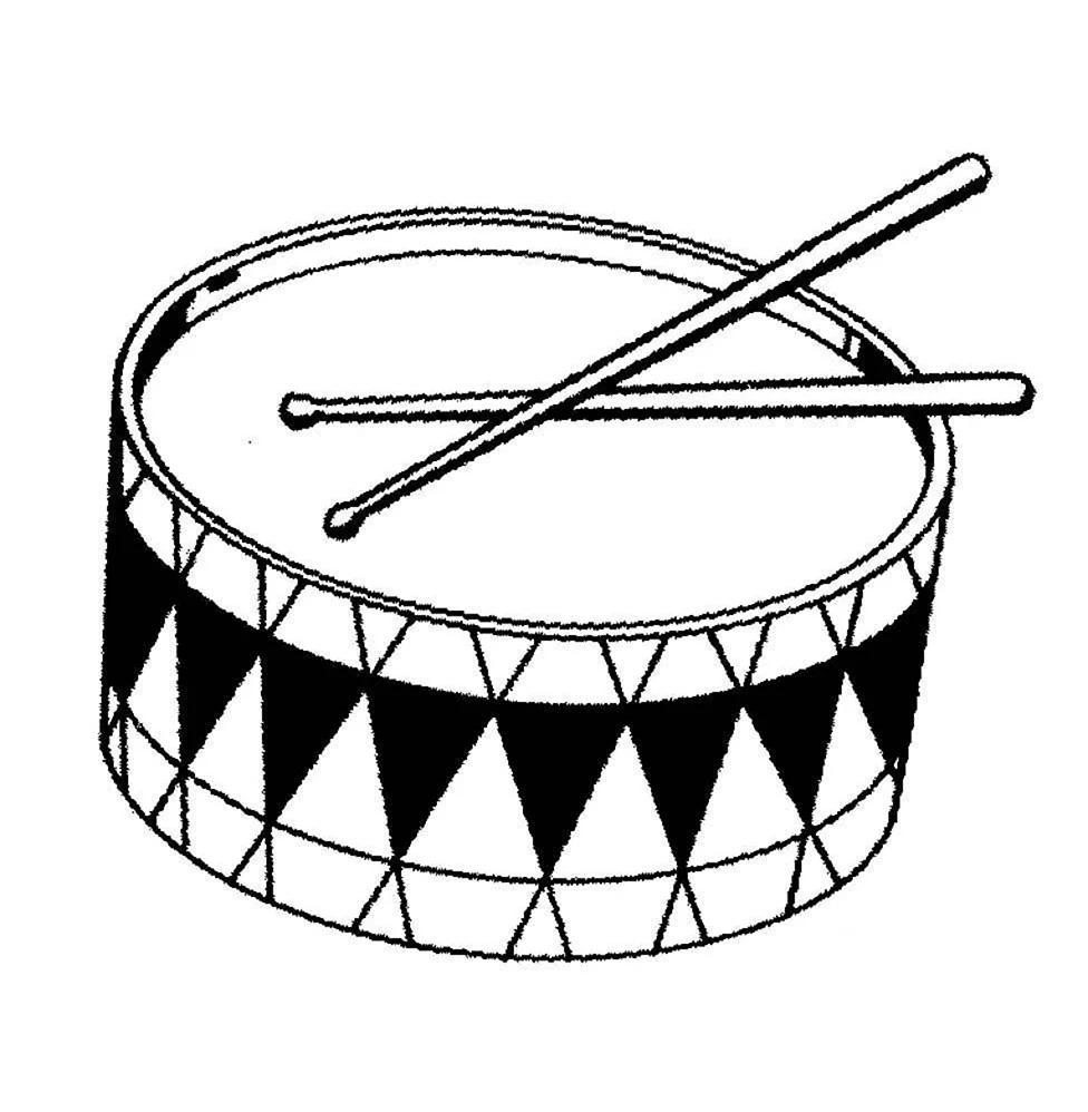 Барабан музыкальный инструмент раскраска. Картинка