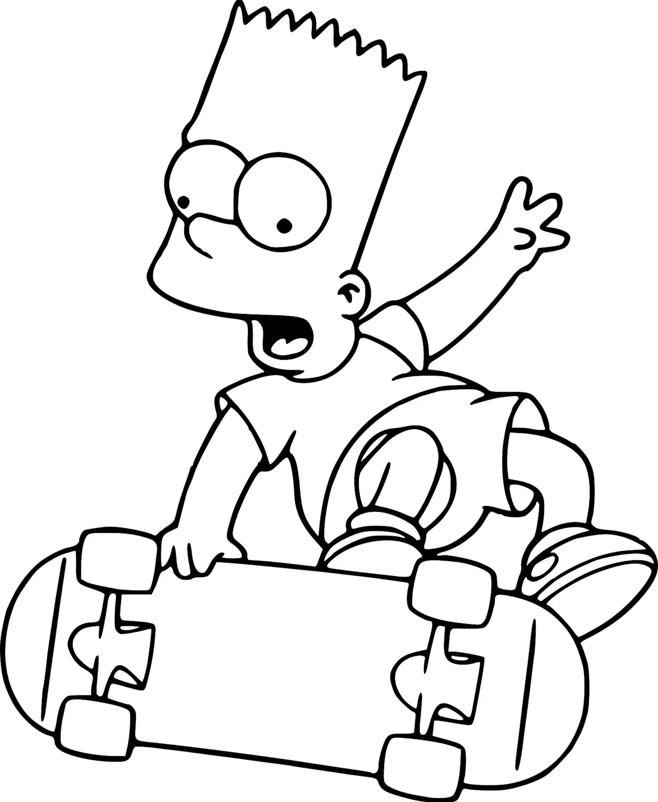 Барт симпсон на скейте. Для срисовки