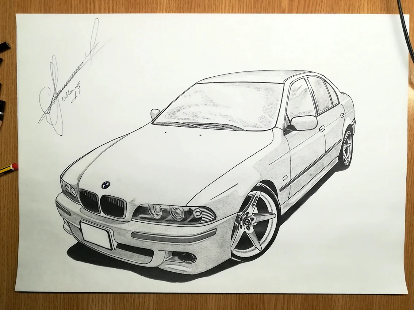 BMW e39 рисунок. Для срисовки