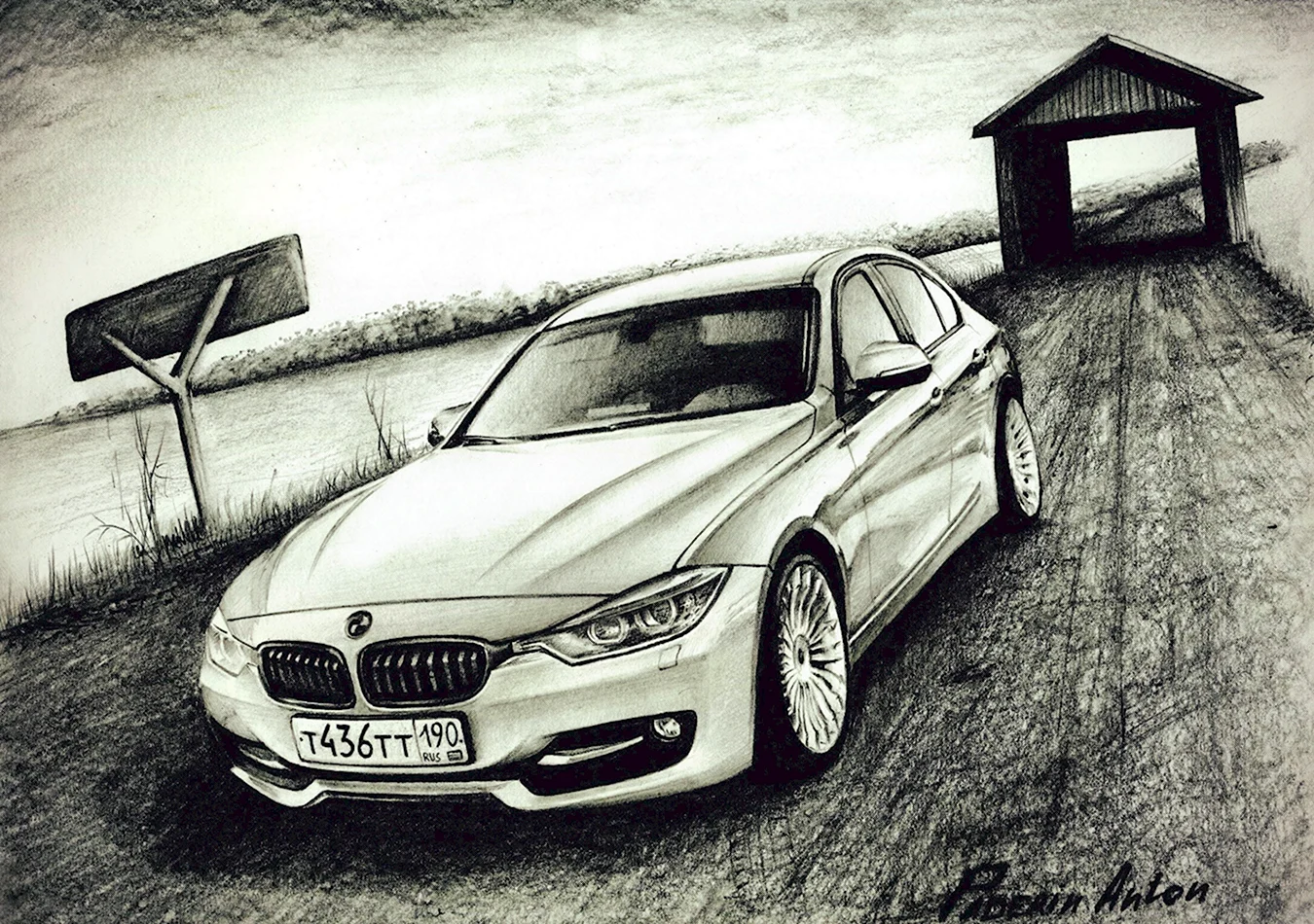 BMW f30 drawing. Для срисовки