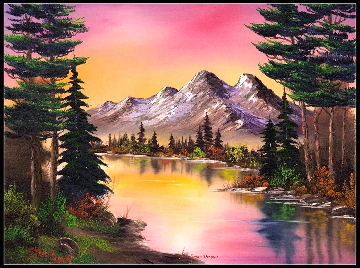 Боб Росс картины горы. Красивая картинка