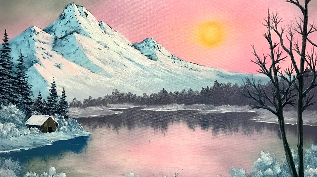Боб Росс зимний пейзаж. Для срисовки