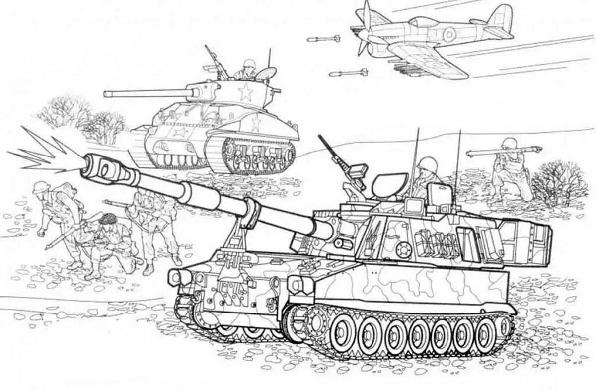 Боевые танки раскраска