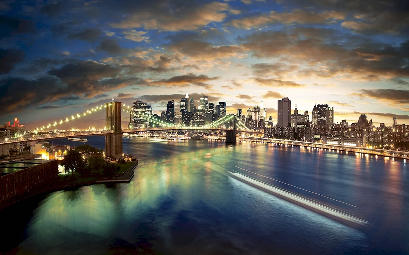 Бруклинский мост Нью-Йорк. Красивая картинка