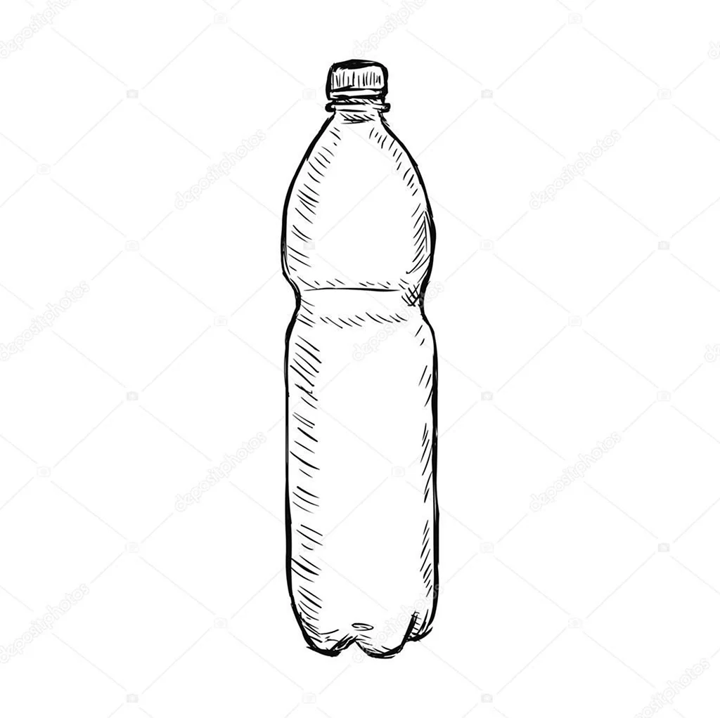 Бутылка пластиковая набросок. Для срисовки