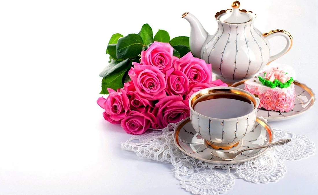 Чай цветок. Открытка с добрым утром