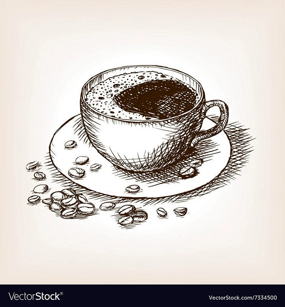 Чашка кофе гравюра. Для срисовки