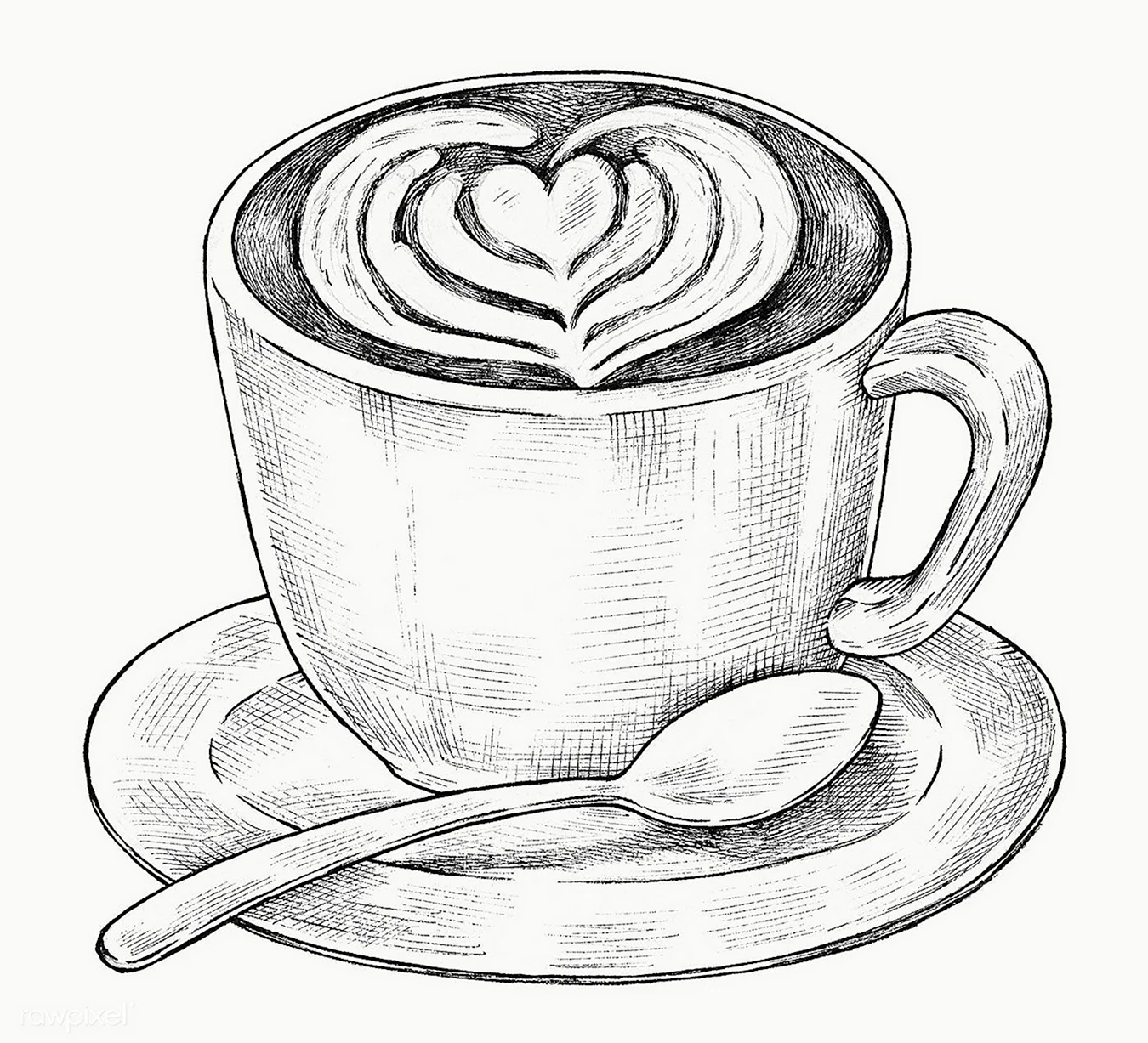 Чашка кофе рисунок. Для срисовки