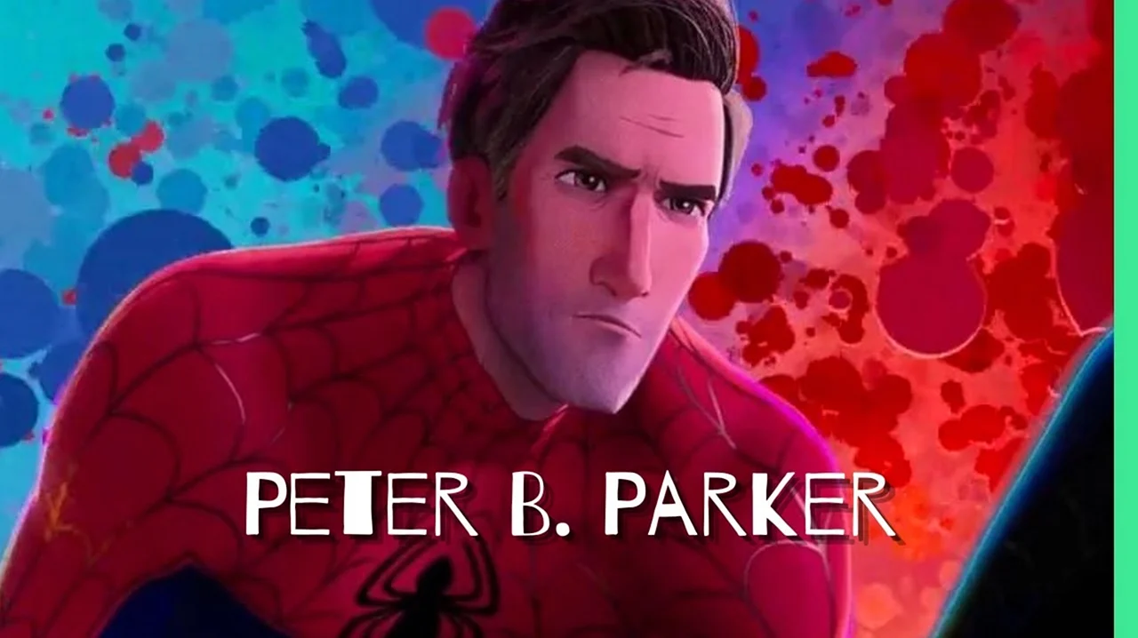 Человек-паук через вселенные Питер Паркер. Картинка из мультфильма