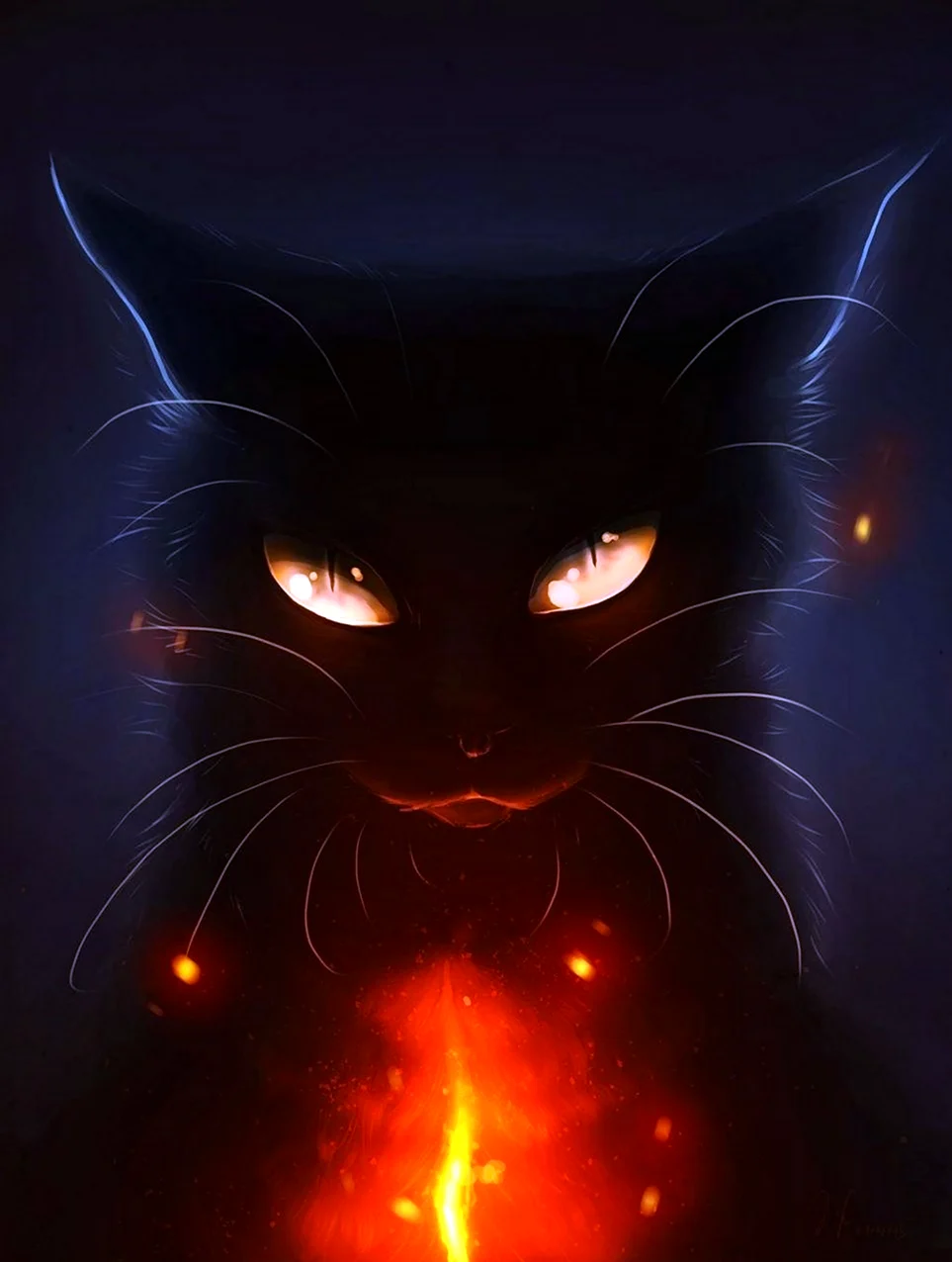 Черный кот коты Воители арт. Картинка