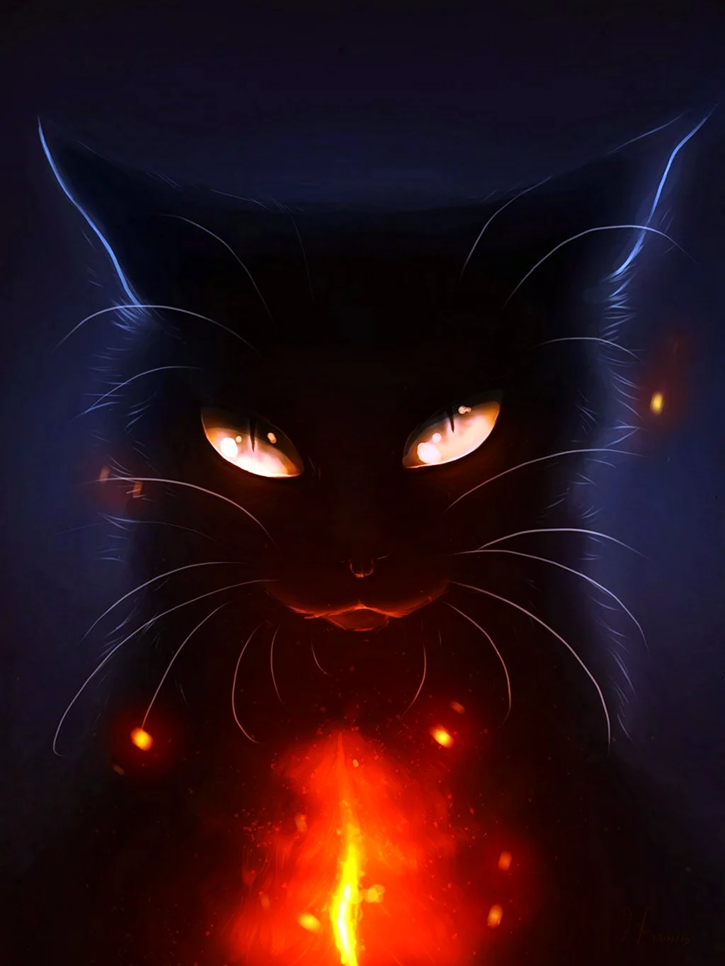 Черный кот коты Воители арт. Красивое животное