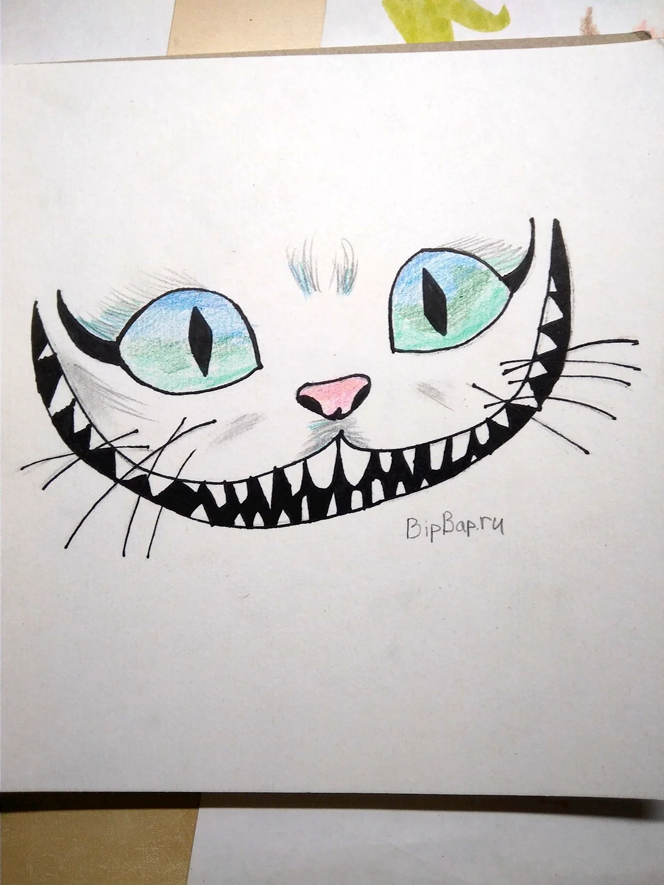 Чеширский кот карандашом для срисовки. Для срисовки