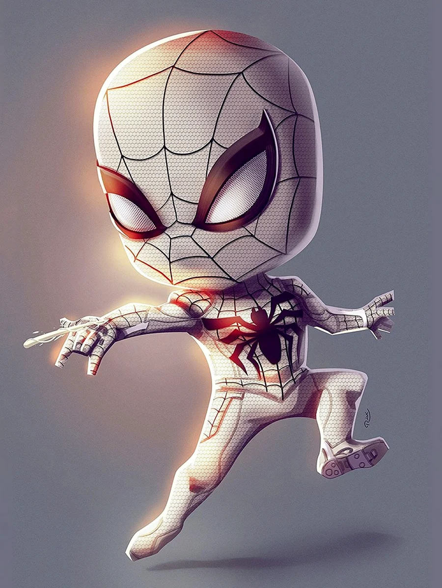 Чиби Марвел человек паук. Картинка из мультфильма