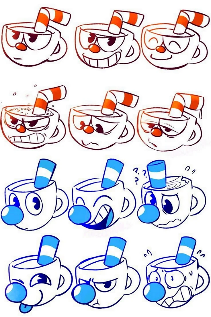 Cuphead персонажи чашки. Картинка из мультфильма