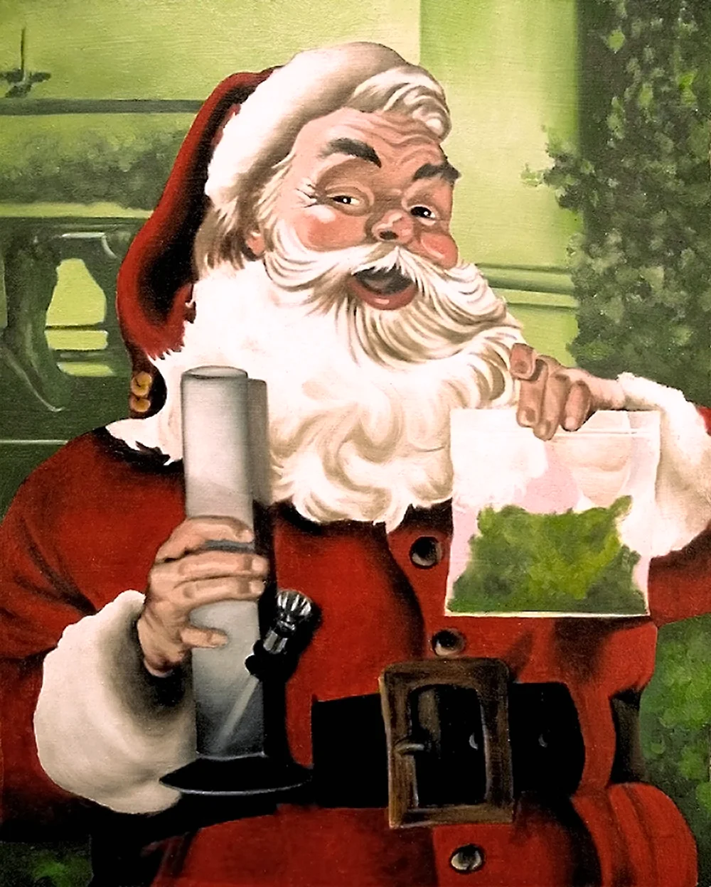 Дед Мороз с косяком. Прикольная картинка