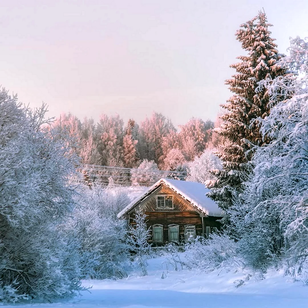 Деревня Рубчойла Карелия зима. Красивая картинка