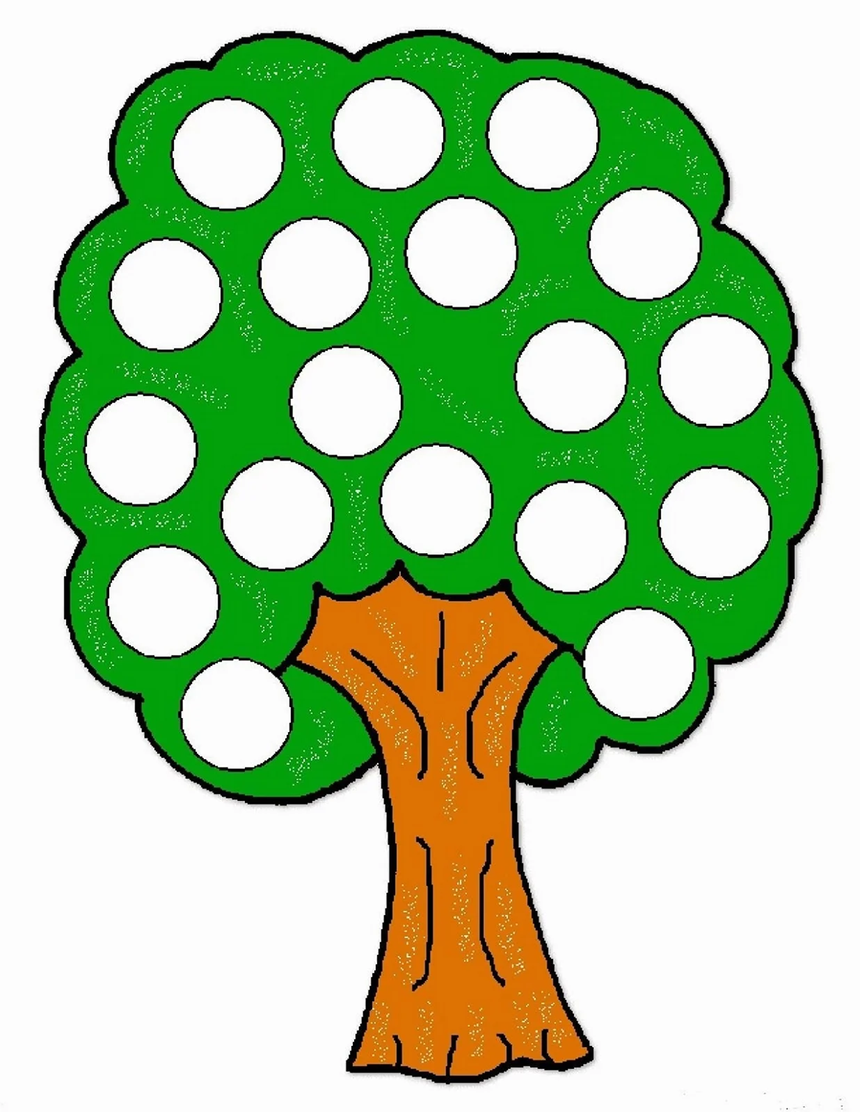 Дерево яблоня пластилиновые заплатки. Картинка