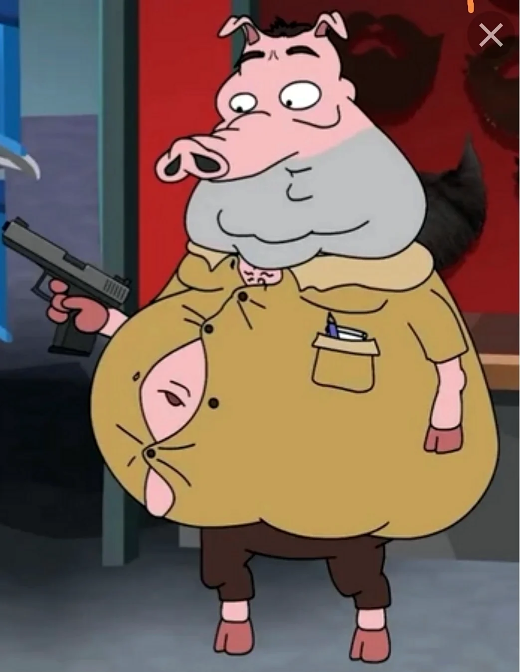 Детектив свинья подозрительная Сова. Картинка из мультфильма