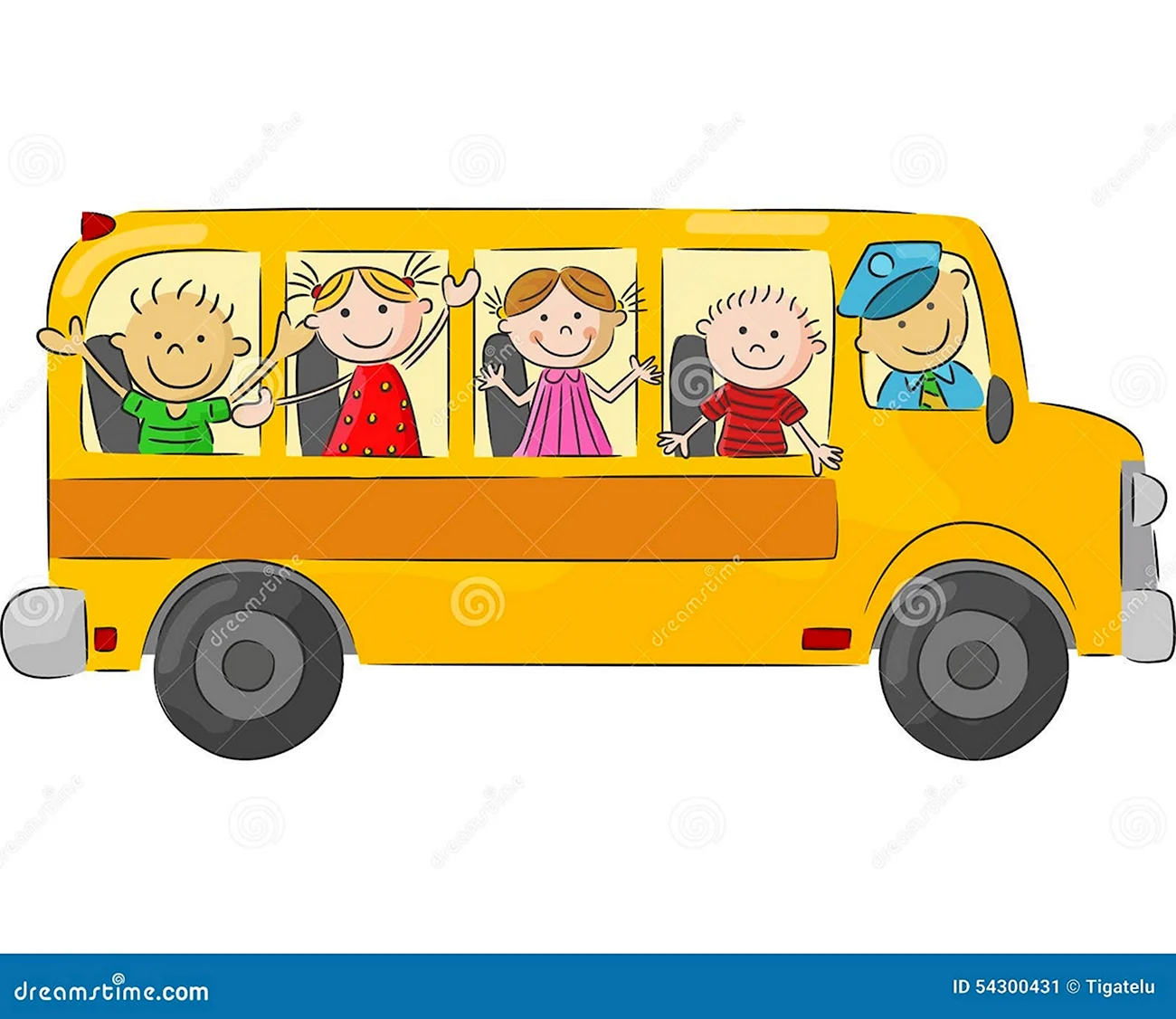 Дети пассажиры автобуса. Картинка