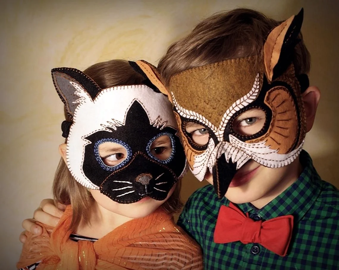 Детские новогодние маски. Картинка