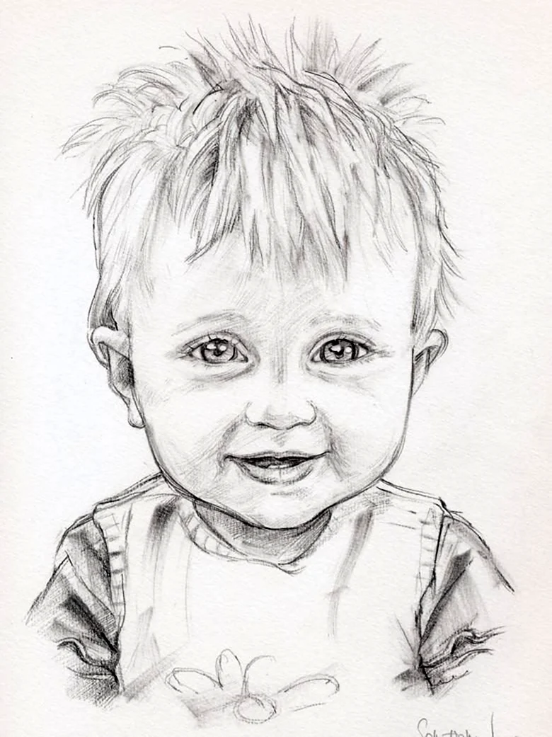Детский портрет карандашом. Для срисовки