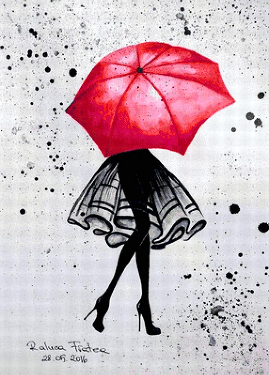 Девочка с красным зонтиком. Для срисовки