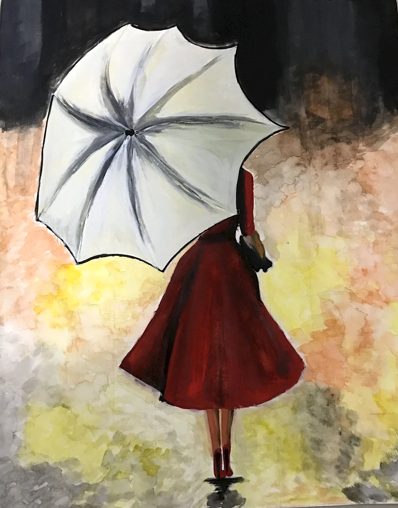 Девочка с зонтиком. Для срисовки