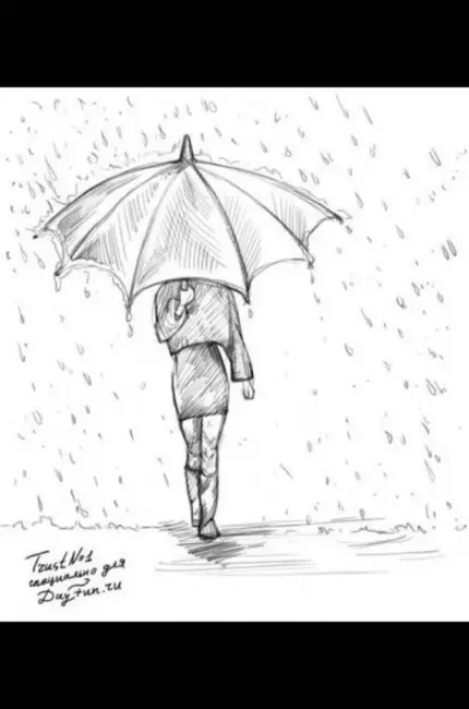 Девочка с зонтом рисунок карандашом. Для срисовки