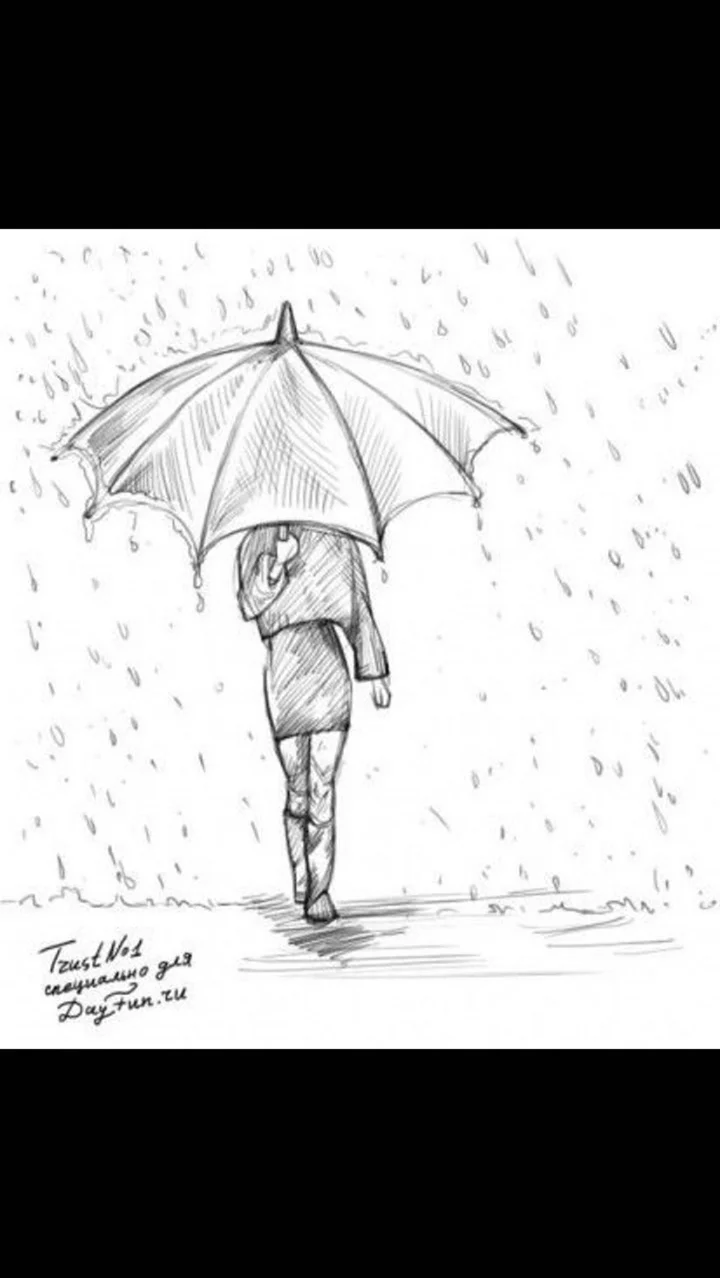 Девочка с зонтом рисунок карандашом. Для срисовки