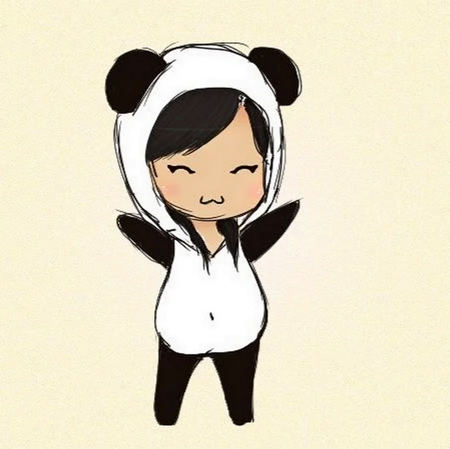 Девочка в костюме панды. Для срисовки
