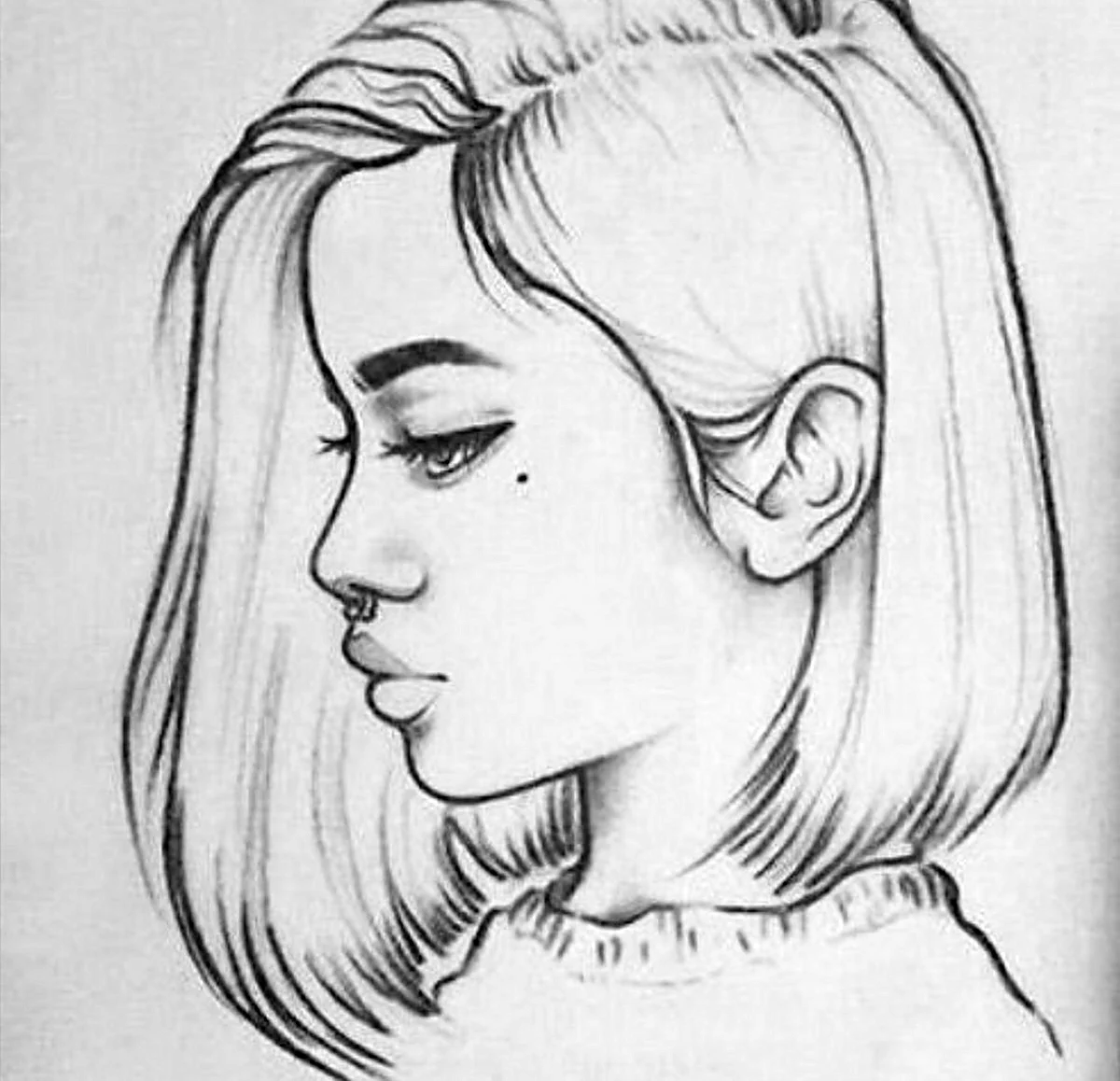 Девушка с каре рисунок карандашом. Для срисовки