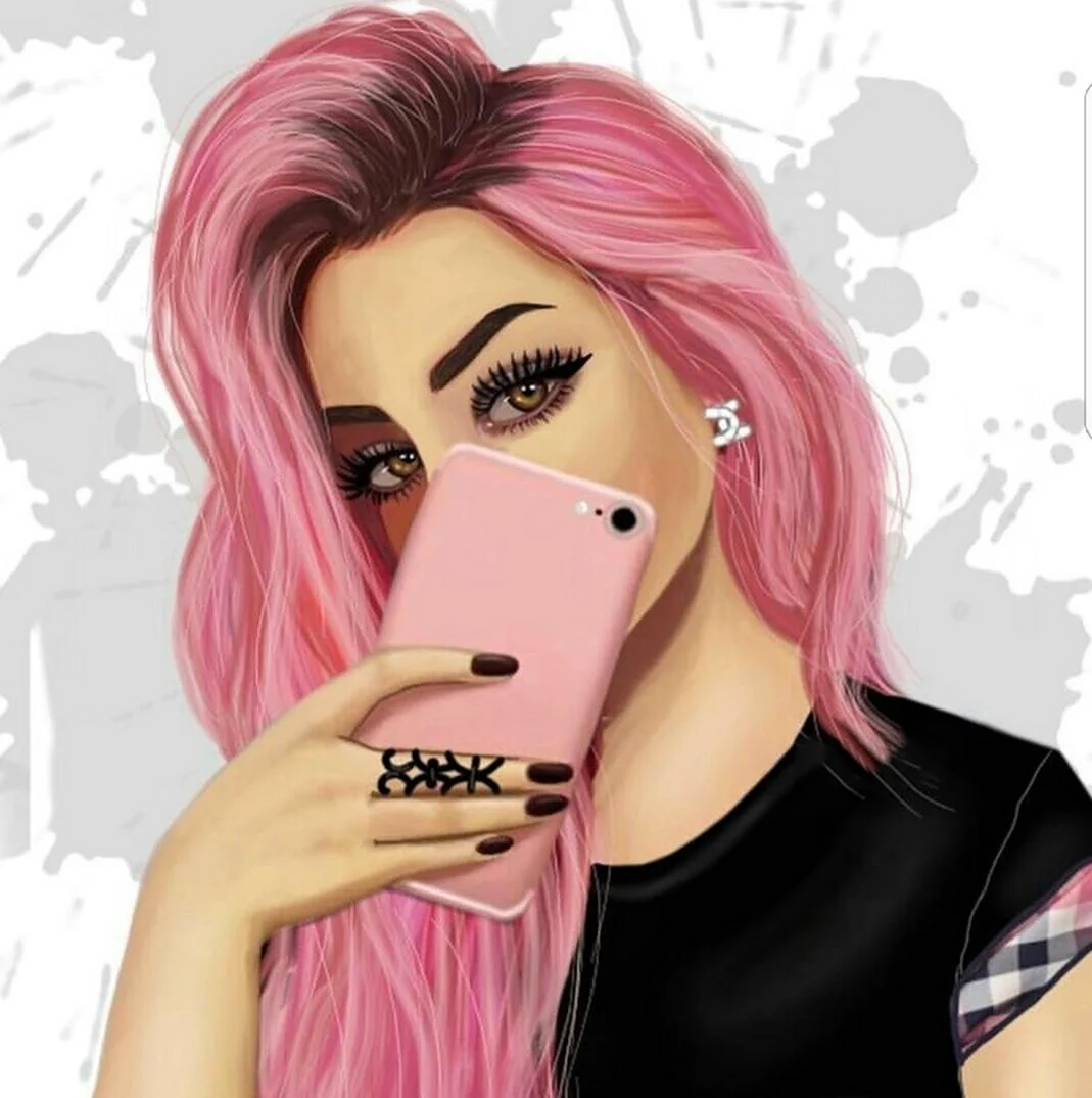 Девушка с розовым айфоном. Красивая картинка
