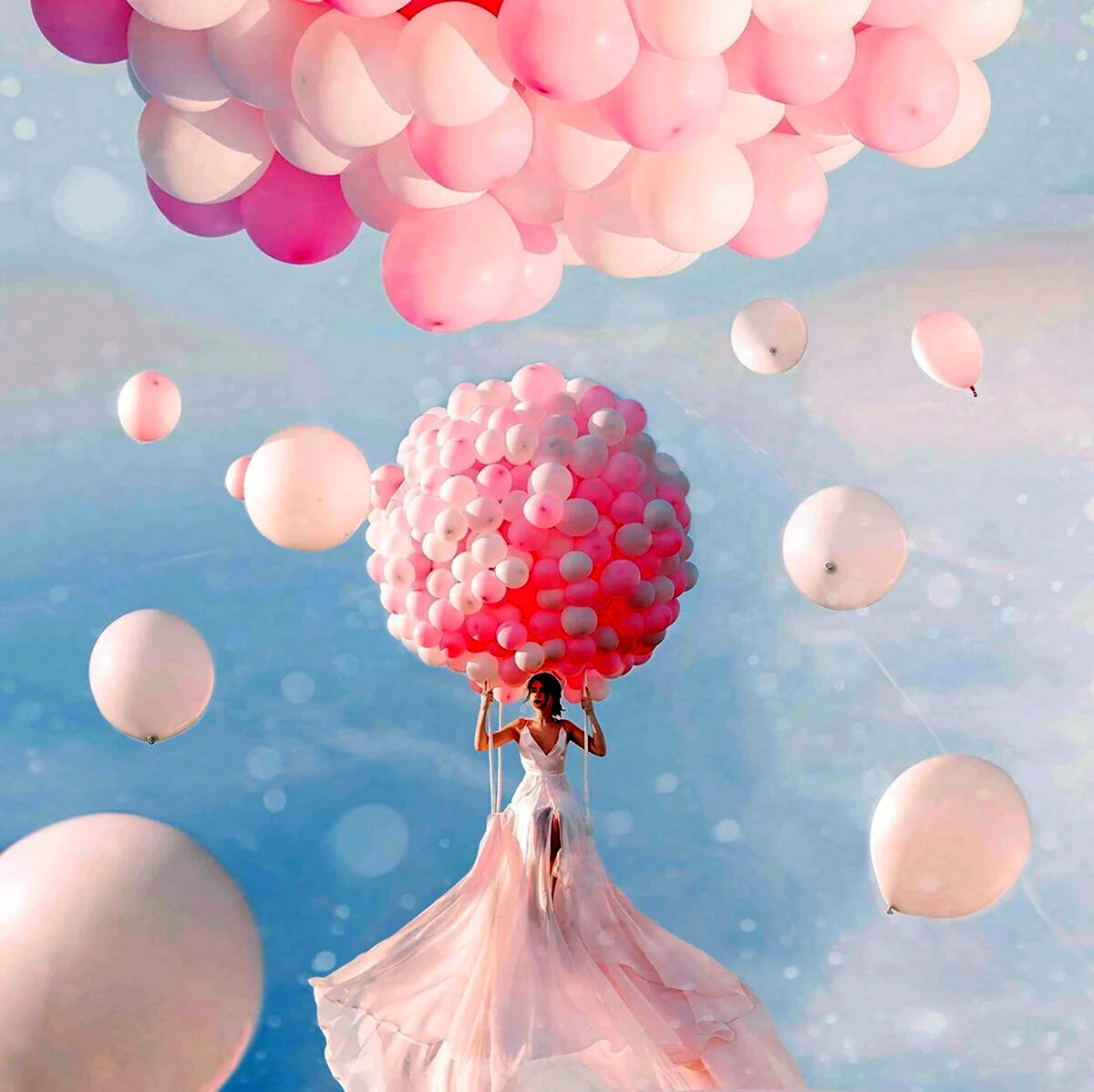 Девушка с розовыми шарами. Красивая картинка