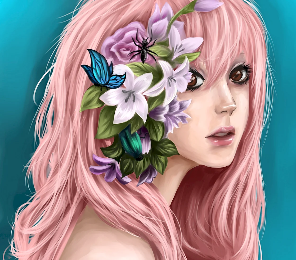 Девушка с розовыми волосами арт. Красивая девушка