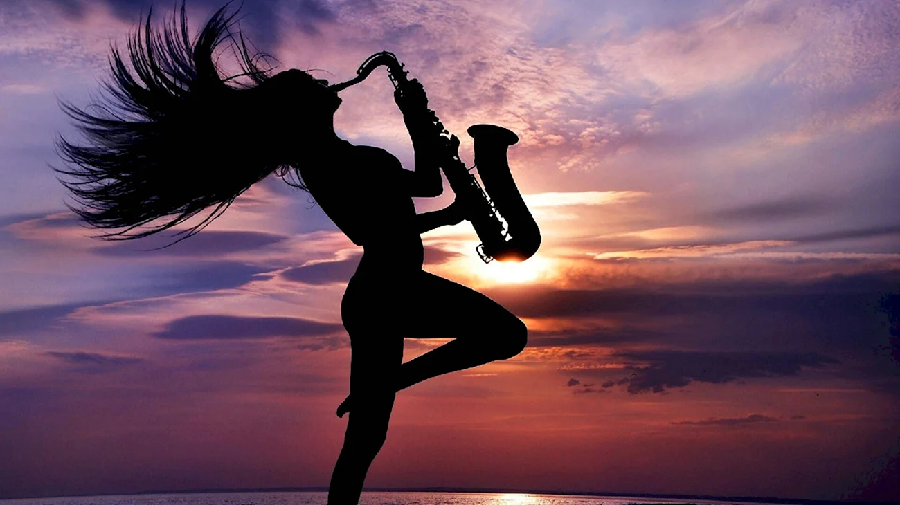 Девушка с саксофоном. Красивая картинка